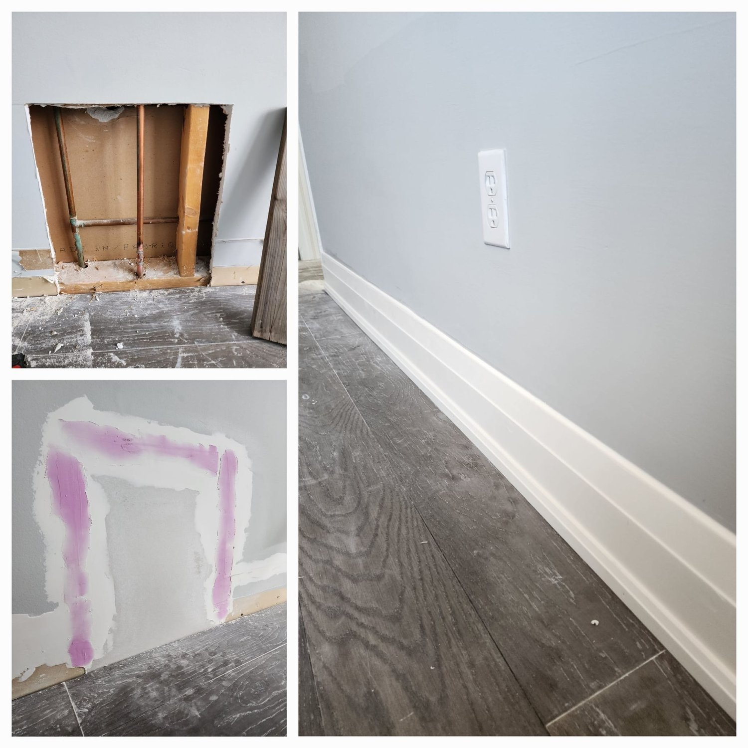 Full bathroom renovation with new vanity and flooring